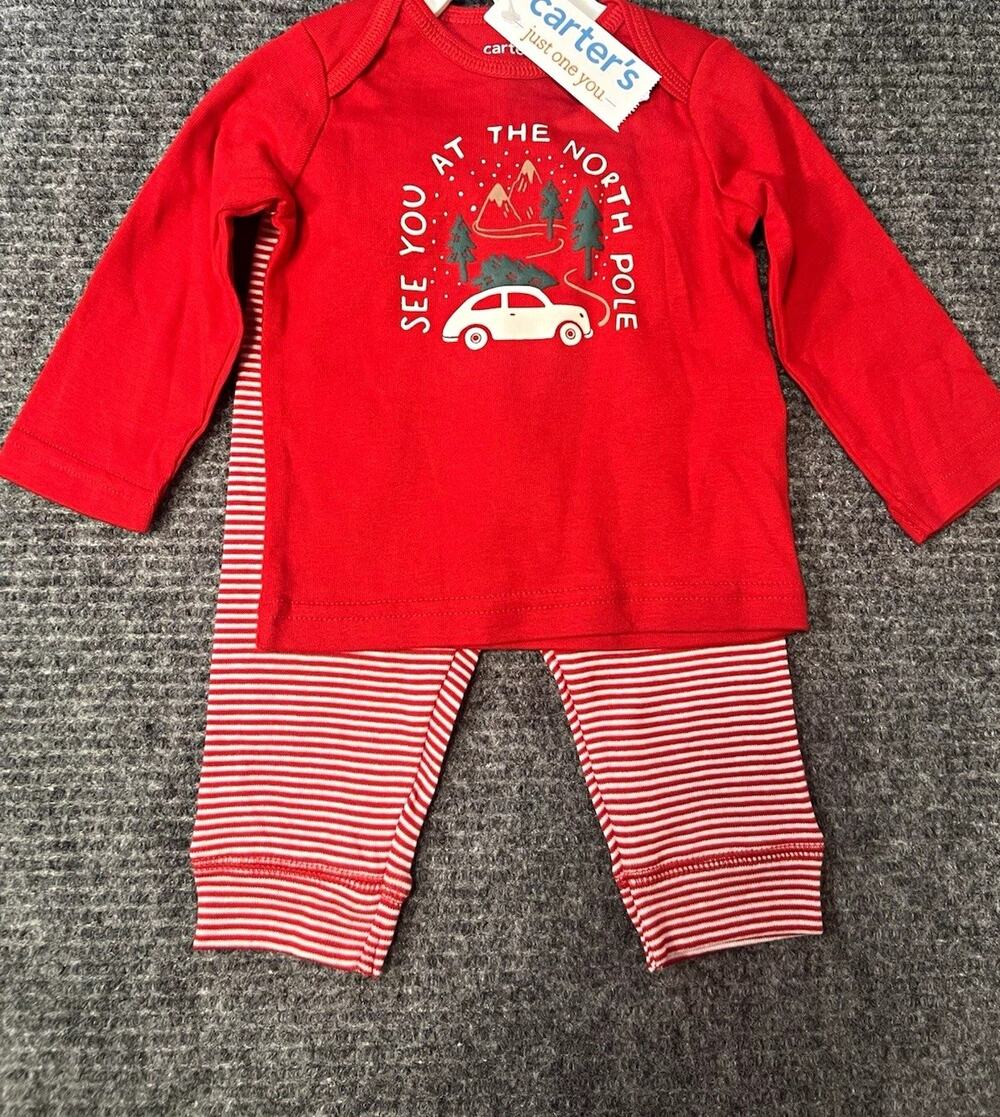 Carter’s Just One You Baby 12M Christmas North Pole 2 Piece Outfit Set NWT
